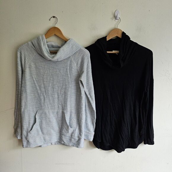Lot of 2 Lou & Grey Women’s Cowl Neck Sweaters Size Small Blue & Black GUC - Picture 1 of 8